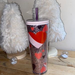 Starbucks-Pink Glitter Hearts Valentines 2021 Tumbler new discontinued
